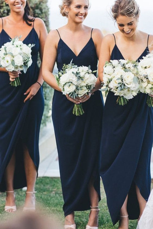 v-neckline-navy-blue-bridesmaid-dress-wth-thin-straps