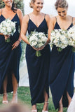 v-neckline-navy-blue-bridesmaid-dress-wth-thin-straps
