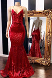 v-neckline-red-sequin-evening-prom-dresses-mermaid-style