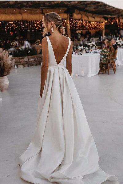 V-neckline Satin Flying Dress for Wedding 2022