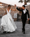 V-neckline Satin Flying Dress for Wedding 2022