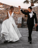 V-neckline Satin Flying Dress for Wedding 2022