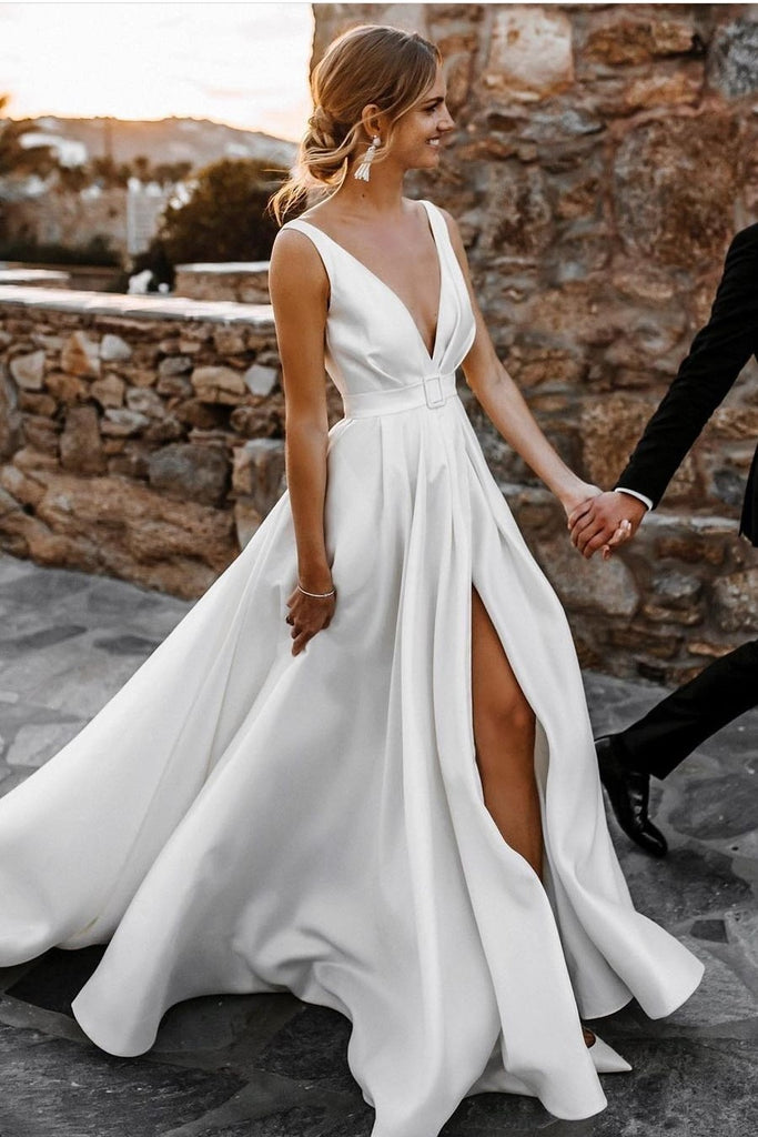 V-neckline Satin Flying Dress for Wedding 2022 loveangeldress V-neckline Satin Flying Dress for Wedding 2022 loveangeldress