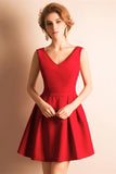 v-neckline-satin-red-homecoming-dresses-short