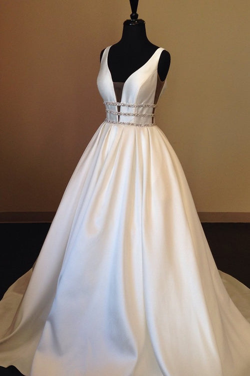 v-neckline-satin-wedding-gowns-with-beading-belt