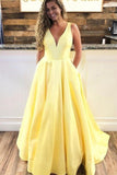 v-neckline-satin-yellow-prom-long-dresses-with-pockets