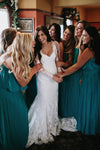 Vintage-inspired Lace Long Sleeves Wedding Dresses with V-neckline