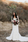 Vintage-inspired Lace Long Sleeves Wedding Dresses with V-neckline