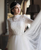 Vintage Lace Wedding Gown with Long Sleeves
