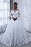 vintage-lace-white-wedding-dress-with-illusion-sleeves