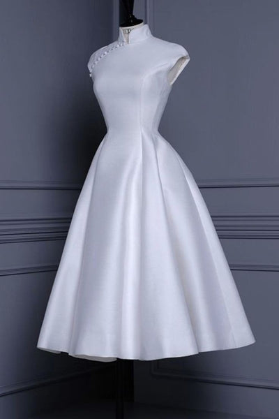 vintage-short-wedding-gown-with-high-neck