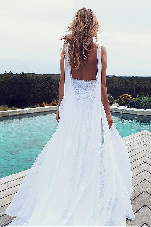 white-lace-beach-wedding-dresses-with-chiffon-ribbons-1