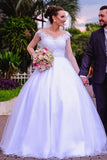 White Lace Garden Wedding Dresses Capped Sleeves