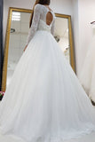 white-lace-long-sleeves-wedding-dress-tulle-skirt-1