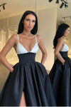 white-navy-satin-prom-dresses-with-double-straps-1