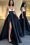 white-navy-satin-prom-dresses-with-double-straps