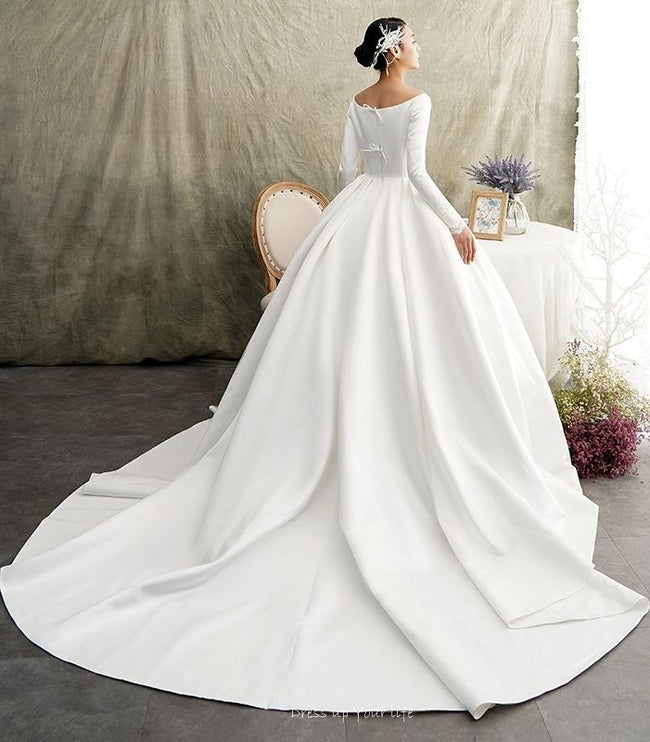 white-satin-ball-gown-wedding-dress-long-sleeve-wide-neckline-1