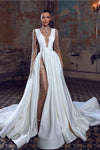 white-satin-bridal-dress-with-wide-v-neckline