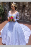 white-satin-lace-wedding-dresses-illusion-long-sleeves