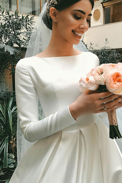 White satin bridesmaid top dresses