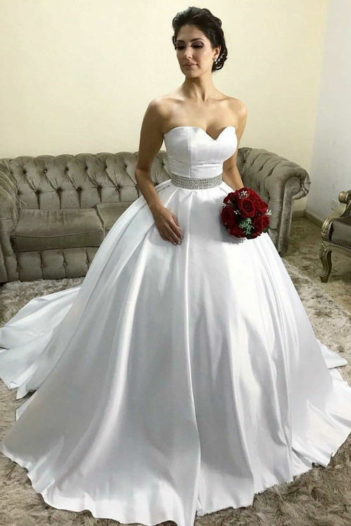 white-satin-wedding-ball-gown-dresses-with-rhinestones-belt