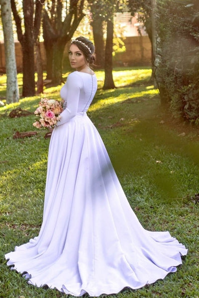 white-spandex-long-sleeves-wedding-dress-2021-spring-1