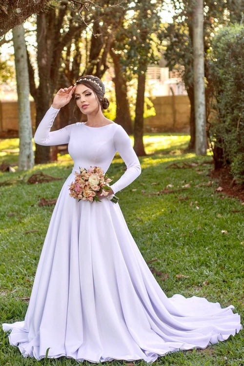 white-spandex-long-sleeves-wedding-dress-2021-spring