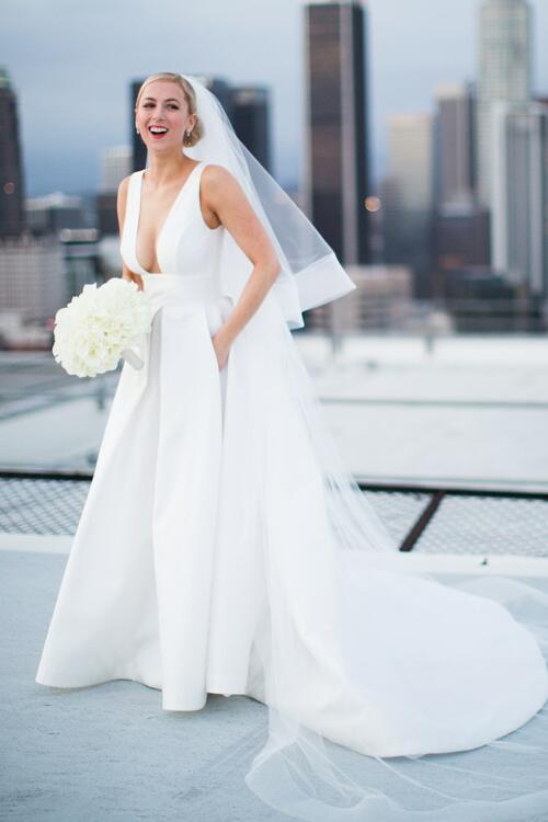 wide-v-neck-sexy-a-line-white-wedding-dresses-with-pockets