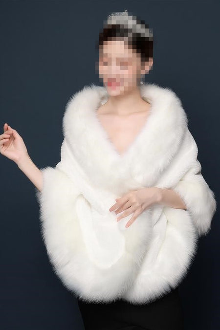 Warm Fur Bridal Shawl In Stock Wedding Cape