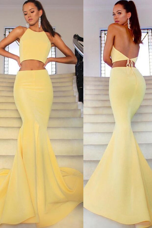 yellow-satin-mermaid-prom-gowns-two-pieces