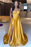 yellow-satin-prom-gown-with-rhinestones-sweetheart-neckline